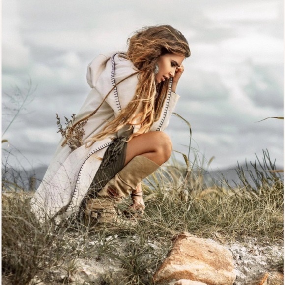 💞NWT AYA Sacred Wear Warm Boho Hoody Cardigan Off-White Belted Wrap Cardigan💞 - Picture 6 of 15